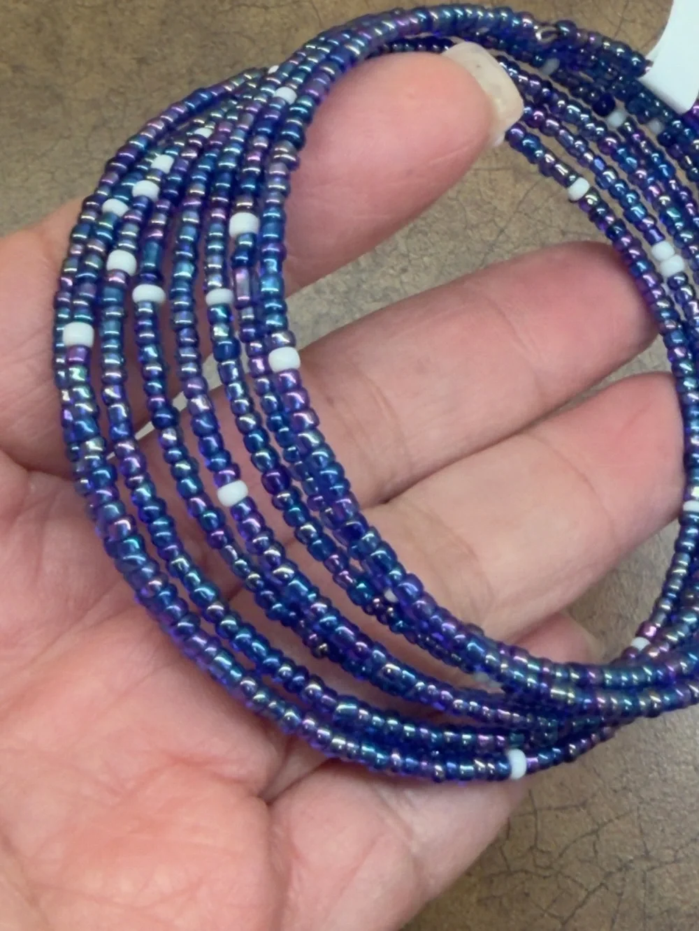 Beaded Wrap Bracelet - Iridescent Purple & Blue